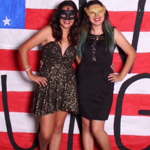 Black with Gold Sparkles Dress - Picture 2 of 4